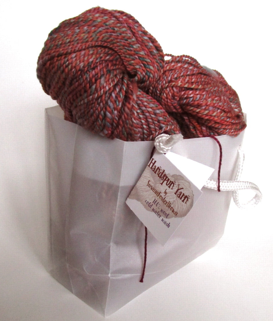 OOAK Hand spun yarn - 20-09   terra cotta