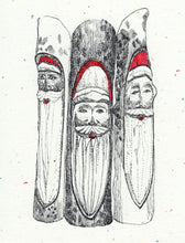 Load image into Gallery viewer, Three Santas, pack/6
